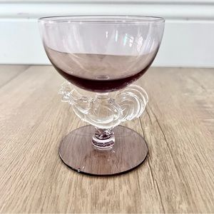 Morgantown Chanticleer Amethyst Rooster Cocktail Goblet Cordial Glass 4” RETIRED